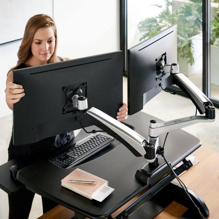 DualMonitor Arm Standing Desks Office Furniture VARIDESK is Now Vari®